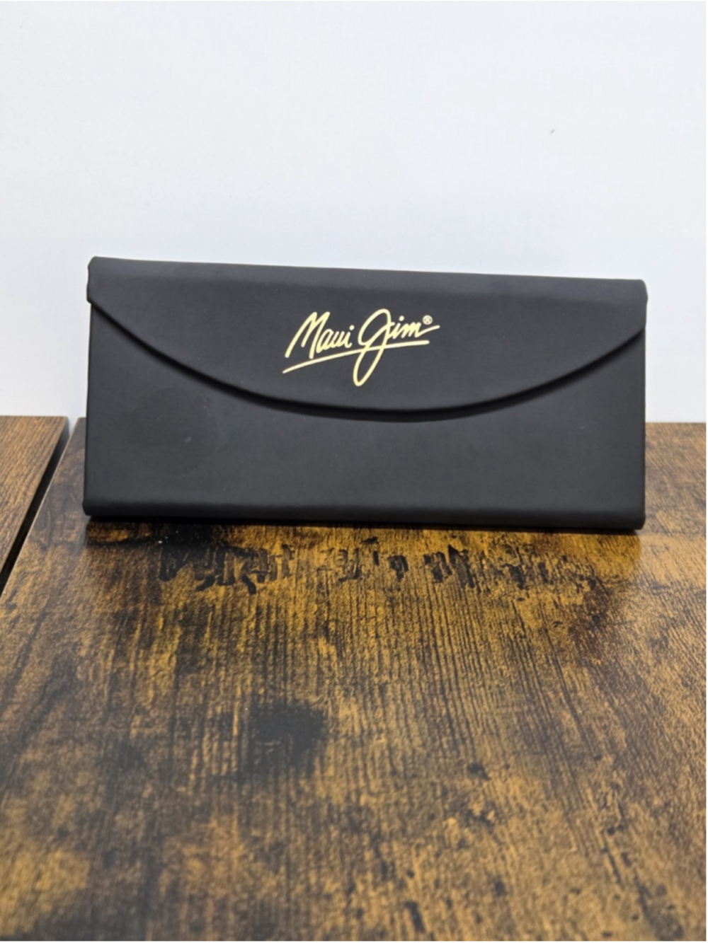 Maui Jim Authentic Eyeglass Sunglass Black Gold Flap Case Cloth Tri-Fold